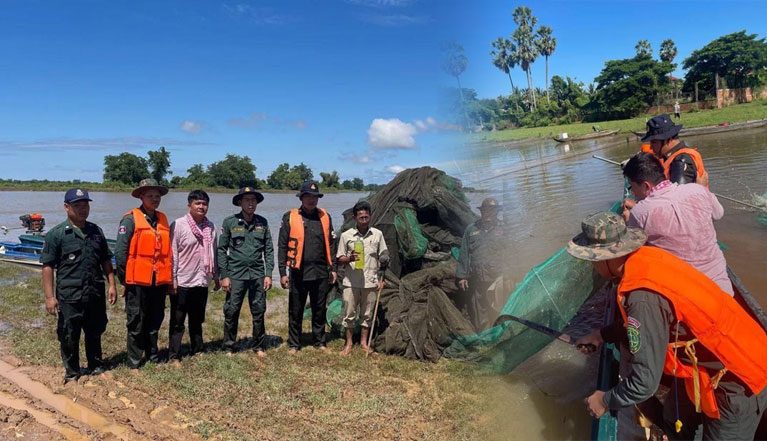 ​សមត្ថកិច្ច​សហការ ជាមួយ​ជំនាញ​ចុះ​បង្ក្រាប​បទល្មើស​នេសាទ រឹបអូស​ឧបករណ៍​ជា​វត្ថុតាង​មួយ​ចំនួន​ដុត​កំទេច​ចោល​